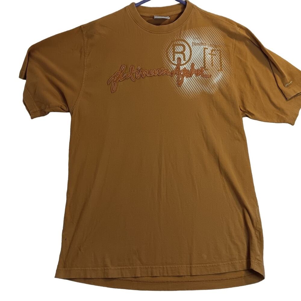 Fubu Platinum Tee Vtg L Rust Orange‎ Logo Patch Spell Out
